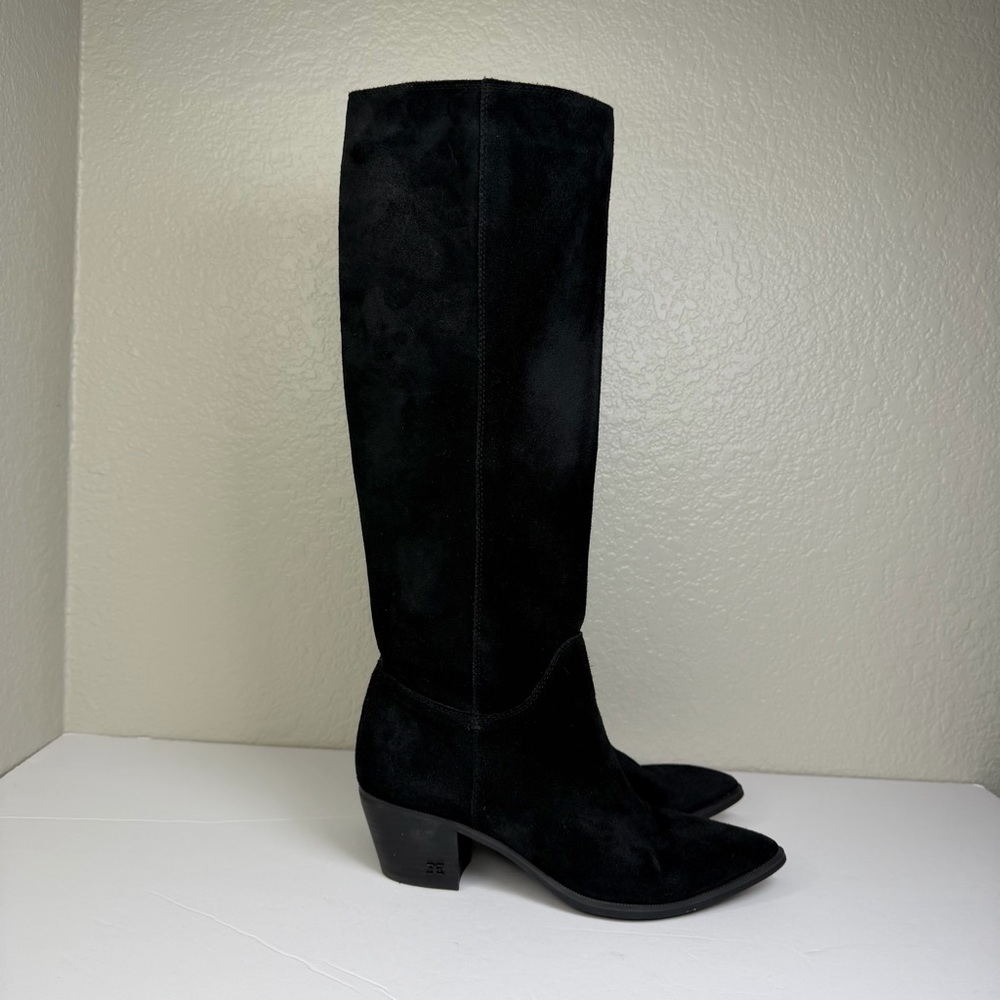 Sam Edelman Women’s Black Suede Knee High Rowena Stacked Heel Boots Size 7M - Picture 3 of 12